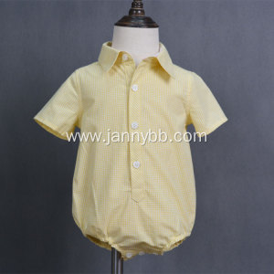 kids summer plaid cotton short sleeve soft boys rompers